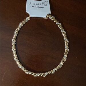 Gold and Rhinstone Twist Necklace